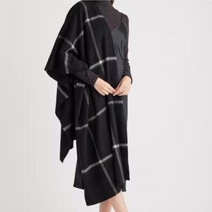 🌟 Quince Mongolian Cashmere Plaid Wrap, Black
